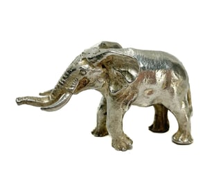 Continental 800 Silver Miniature Elephant Figurine, 1st Quarter 20th Century