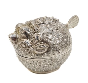 Cambodian T90  Silver Figural Puffer Fish Box