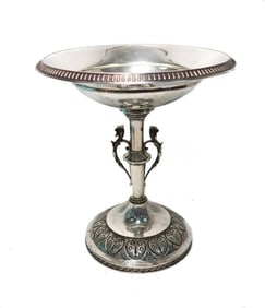 Wood & Hughes American 900 Silver Compote Medallion Center circa 1880