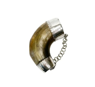 South American Silver Mounted Horn Cup or Drinking Vessel 19th century