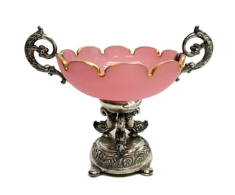 Johann Friedrich August Novack German Silver & Glass Bowl