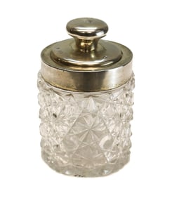 Charles Boyton & Sons London Sterling Silver & Cut Glass Vanity Jar, 1912