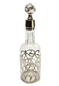 Matthews Co. 999 Silver Overlay Cut Glass Decanter