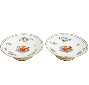 Pair Manufacture de Sevres Hand Painted Porcelain Compotes Bourbon Family 1891