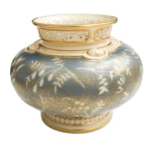 Royal Worcester England Porcelain Reticulated Bulbous Vase, 1889