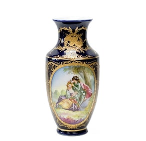 Sevres Style Hand Painted Porcelain Vase Artist Signed c. 1920