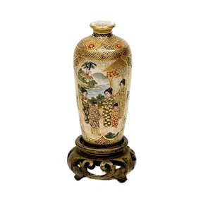 Japanese Senshu Satsuma Miniature Porcelain Vase Meiji period
