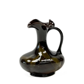 Rookwood Glazed Art Pottery Miniature Pitcher by Jeanette Swing, 1889 Olive Leaf