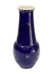 Manufacture de Sevres Porcelain Cobalt Blue & Gilt 12 inch Vase, 1926