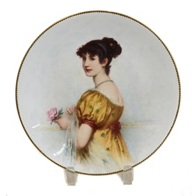 Minton England Hand Painted Porcelain Cabinet Portrait of a Beauty c1880