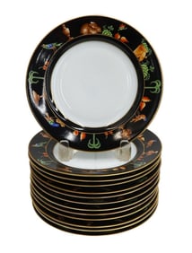 13 Tiffany Le Tallec Private Stock Porcelain Dessert Plates in Black Shoulder