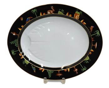 Tiffany Le Tallec Private Stock Porcelain Meat Platter in Black Shoulder 1988