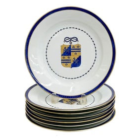 7 Tiffany Private Stock Chinese Export Style Armorial Porcelain Plates