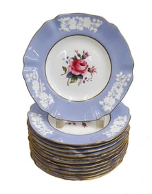 12 Copeland Spode England Porcelain Floral 8.5 inch Plates circa 1900