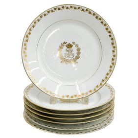 7 Sevres France Porcelain Louis Philippe Chateau des Tuileries Plates early 20th