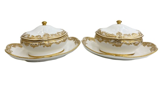 Pair Sevres Soft Paste Porcelain Sugar Bowls and Covers on Fixed Stands circa 1775