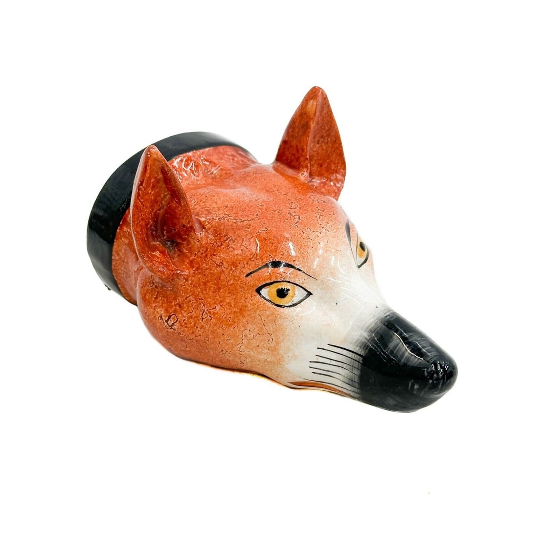 English Staffordshire Hand Painted Porcelain Stirrup Cup of a Fox 19th century (1 of 5)