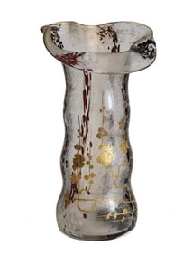Ernest Baptiste Leveille Art Glass Vase, c1900. Acid Etched & Gilt