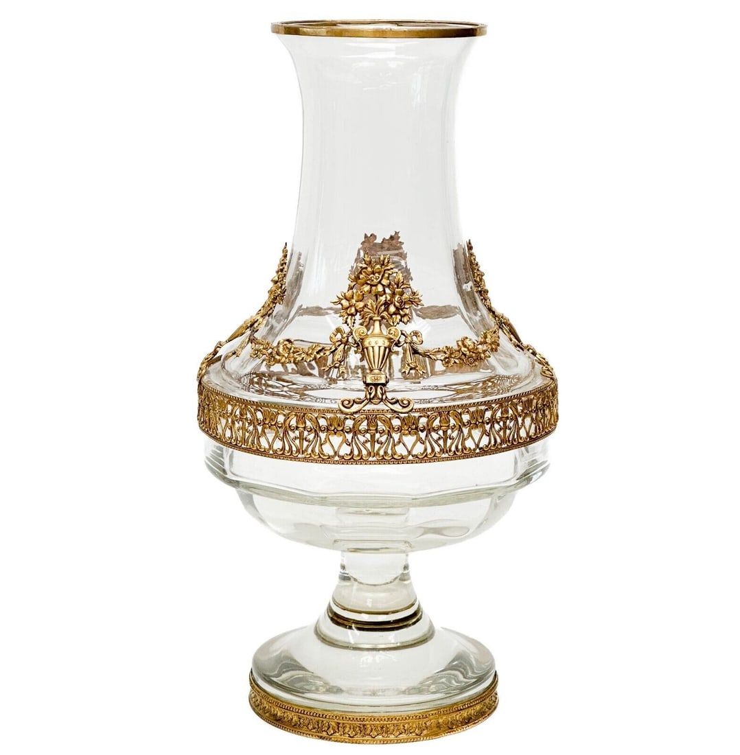 Continental Gilt Bronze Mounted Glass Vase 2nd quarter 20th century (1 of 6)
