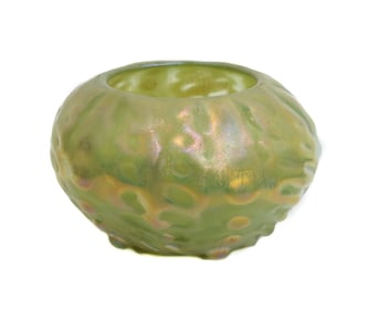 LCT Tiffany Favrile Green Iridescent Art Glass Bowl