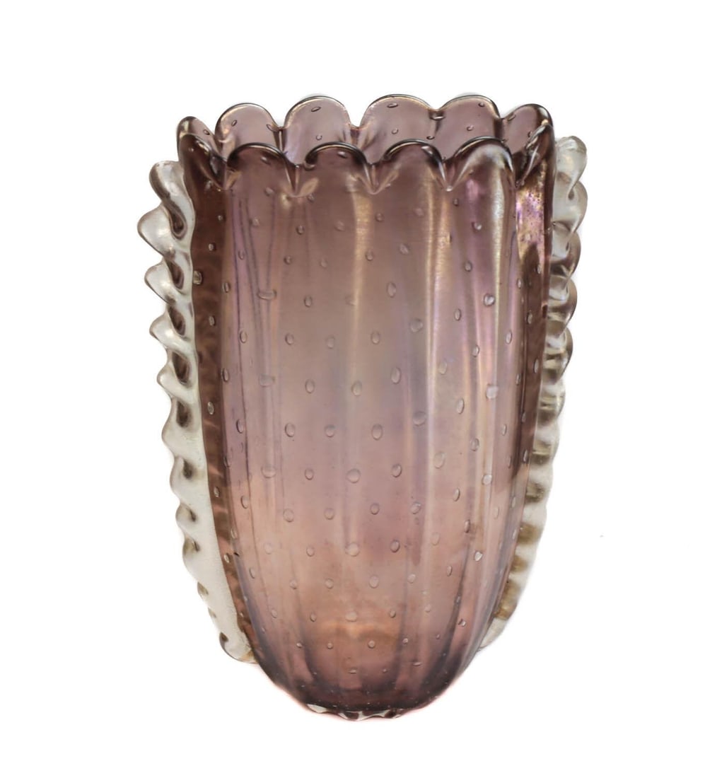 Ercole Barovier Art Glass Iridescent Vase (1 of 4)