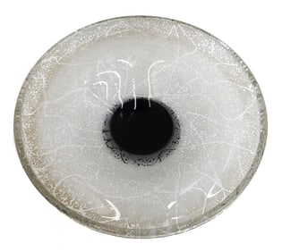 Daum Nancy France Clear Onyx Art Glass Acid Etched Footed Centerpiece Bowl c1920