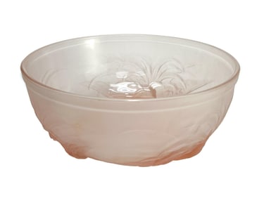 French Sabino Style Pink Molded Glass Bowl, Birds in Flight
