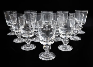 12 Steuben Teardrop Stem Water Goblets #7926, Signed