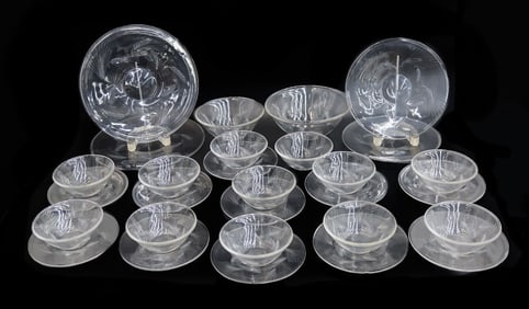 Lalique France Art Glass Fruit or Dessert Service for 10 in Arras, Wheat