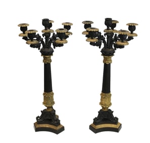French Charles X Bronze 6 Light Candelabra, 19th C.