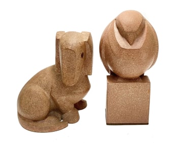 Mimi Murphey Ceramic Dog & Owl Figurines