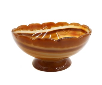 Continental Scallop Agate Footed Bowl, Early 20th Century
