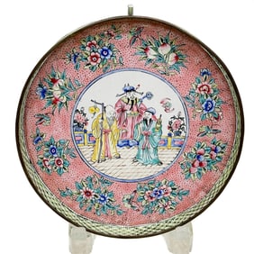 Chinese Enamel Hand Painted Round Tray