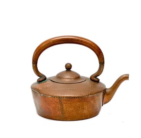 Gorham & Co. Copper Teapot Hand Hammered Finish Wood Handle c. 1920