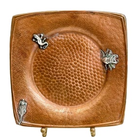 Gorham Mixed Metal Silver & Hammered Copper Small Ashtray Tray late 19th cen Y50