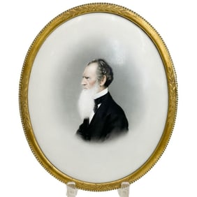 KPM Berlin Hand Painted Portrait Plaque of a Gentleman Framed 19th century