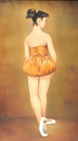 Edith Tuchman (American, 20 C) Oil on Canvas Painting of a Ballerina