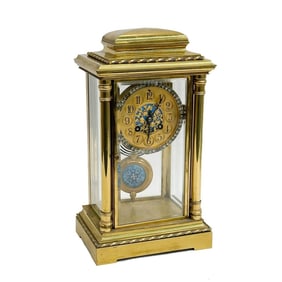 Japy Freres French Gilt Bronze & Blue Enameled Mantel Clock circa 1900