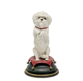 Austrian Novelty Cold Painted Bronze Inkwell Modelled as a White Dog c. 1910