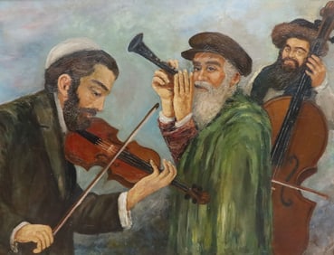 Oil on Canvas Hasidic Musicians