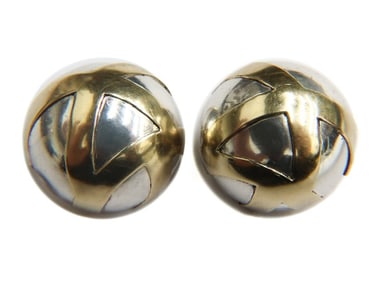 14k Yellow Gold and Sterling Silver Clip Earrings