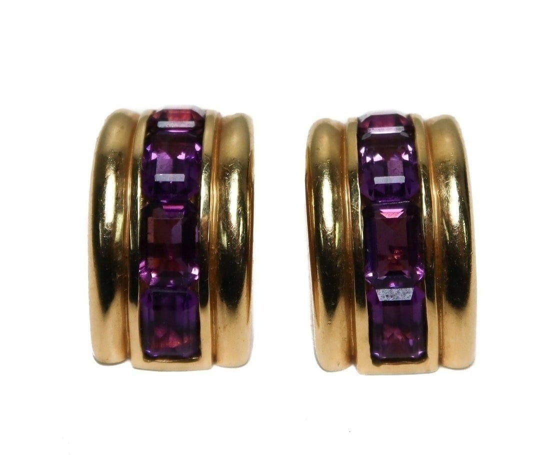 14k Yellow Gold by Raffty and Amethyst Statement earrings. (1 of 10)