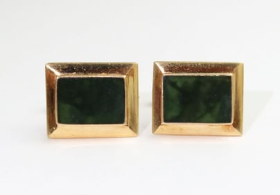 14k Yellow Gold Emerald Cufflinks