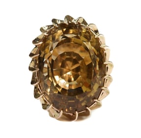 14k Yellow Gold and Citrine Ring, Size 8