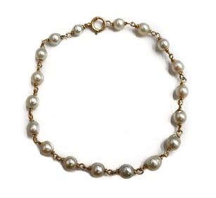 14k Yellow Gold and Cultured Pearl Bracelet