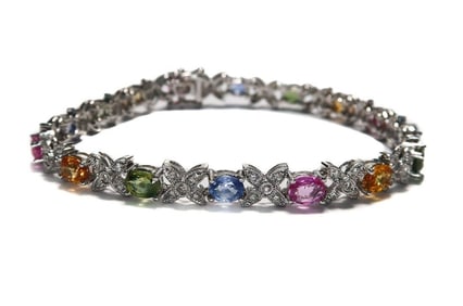 18k White Gold Sapphire and Diamond Bracelet