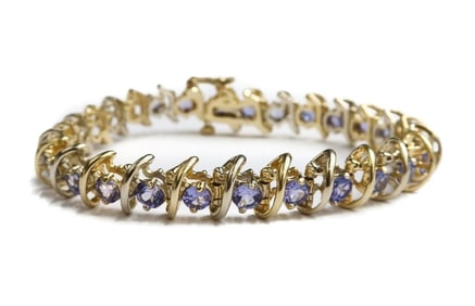 14k Yellow Gold and Lavender Tanzanite Tennis Bracelet