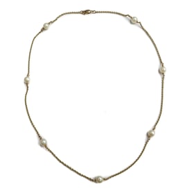 14k Yellow Gold Cultured Pearl Necklace