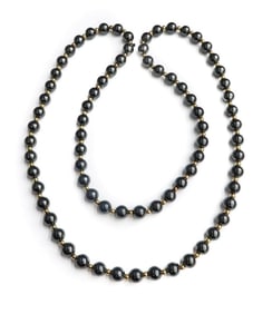 10k Yellow Gold Hemitite Single Strand Necklace