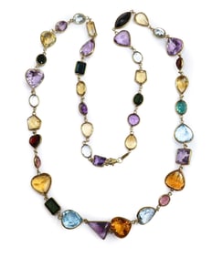 18k yellow Gold Multi-Gem Necklace
